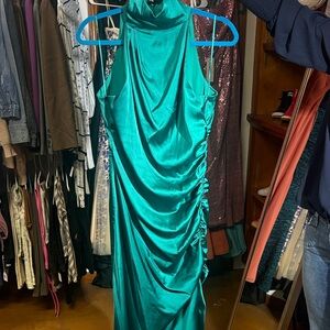 Badgley Mischka Teal Backless Dress